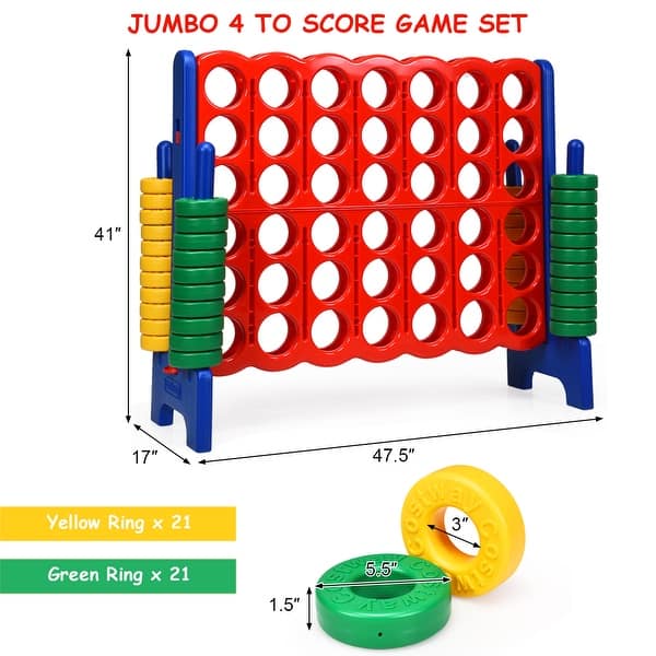 dimension image slide 0 of 3, Costway Jumbo 4-to-Score 4 in A Row Giant Game Set for Family - See Description