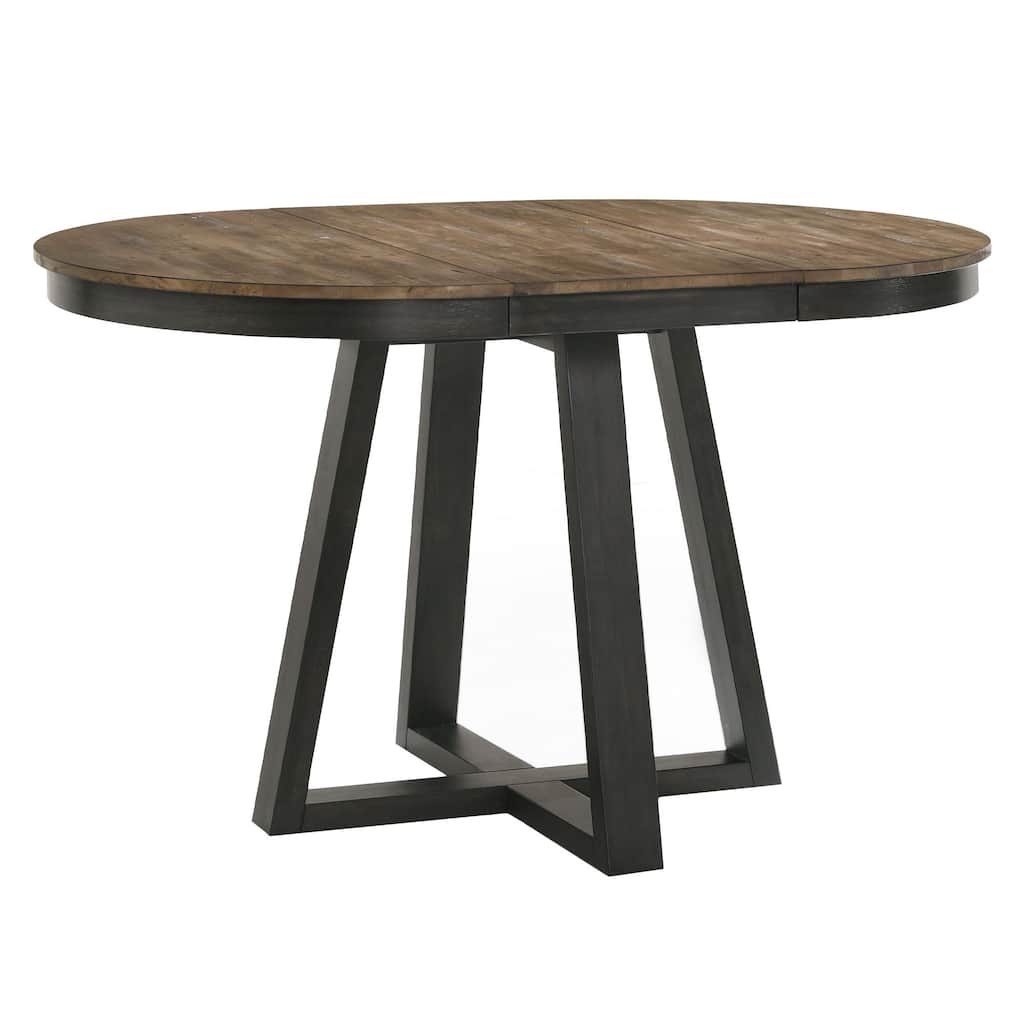 Harper Round Counter Table with Trestle-styled based, Brushed Brown & Pecan