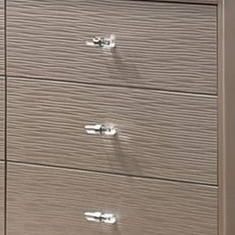 Jisoo 55 Inch Wide Dresser Chest, Textured Drawers, Crystal Accents, Gold