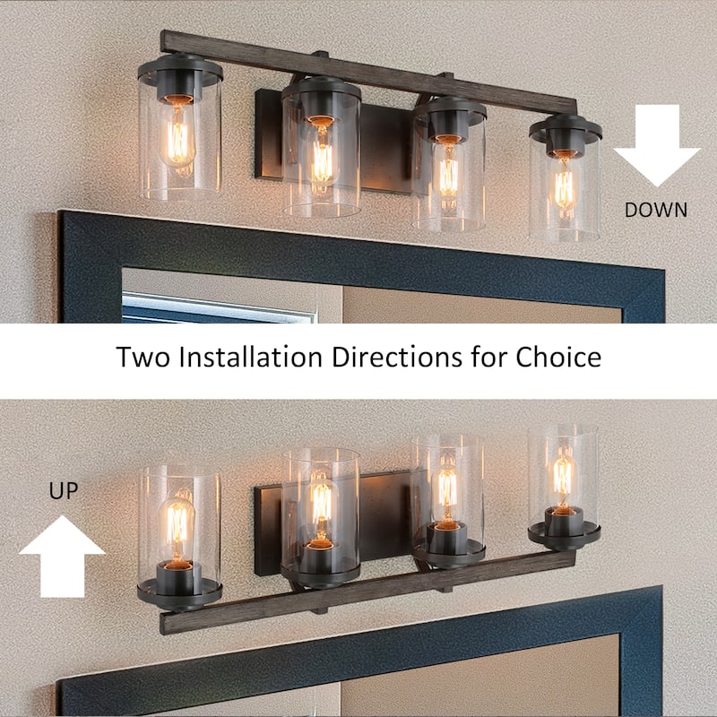 Fora Modern Farmhouse 3/4-Light Bathroom Vanity Lights Glass Wall Sconces