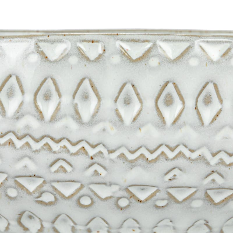 Debossed Stoneware Bowls with Reactive Glaze