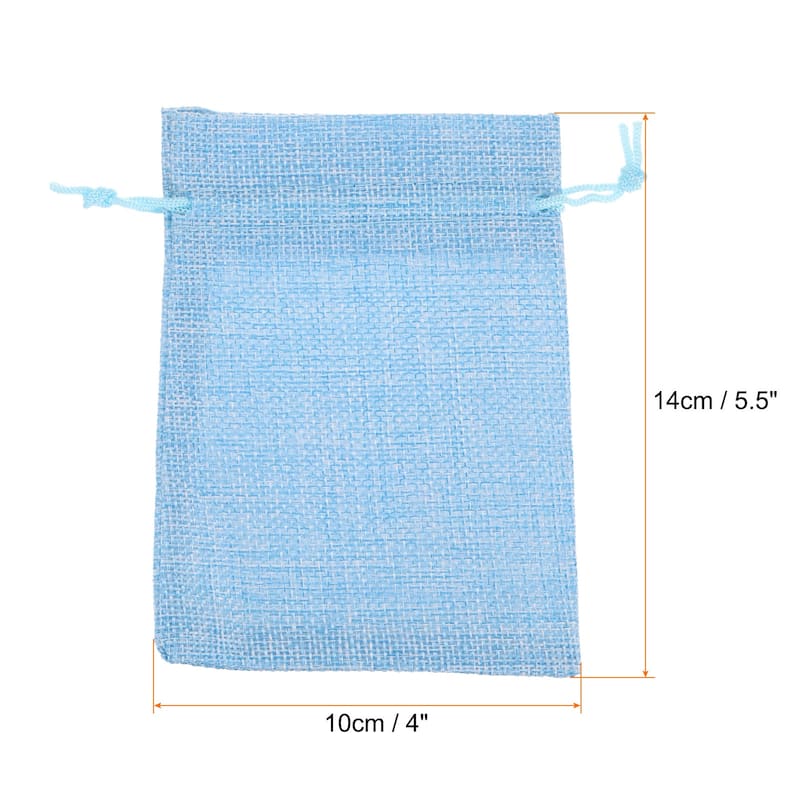 25Pcs Drawstring Burlap Gift Bags 4" x 5.5" Linen Sack Jewelry Pouches - 4" x 5.5" - Blue