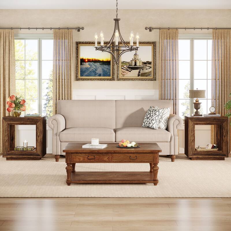 End Table, Side Table with Storage Shelf, Nightstand Bedside Table for Bedroom, Living Room, Entryway