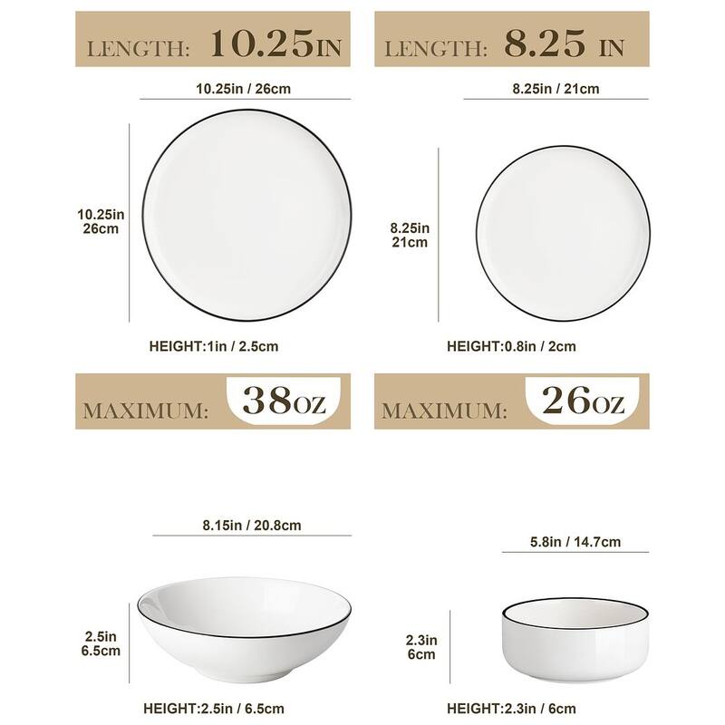 MALACASA LUNA 24-piece Porcelain Dinnerware Set (Service for 6)