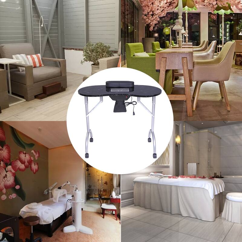 Portable MDF Manicure Table Spa Beauty Salon Equipment Desk with Dust Collector and Cushion