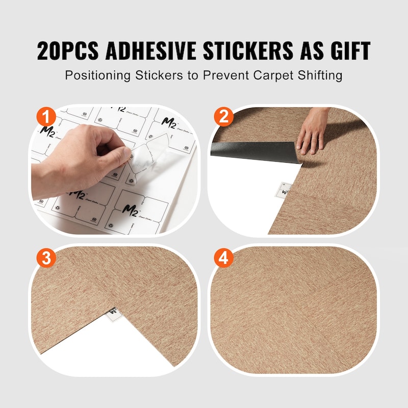 Carpet Tiles Reusable, 20"x 20" Carpet Squares With Padding Attached, Soft Padded Carpet Tiles, Easy Install DIY for Bedroom