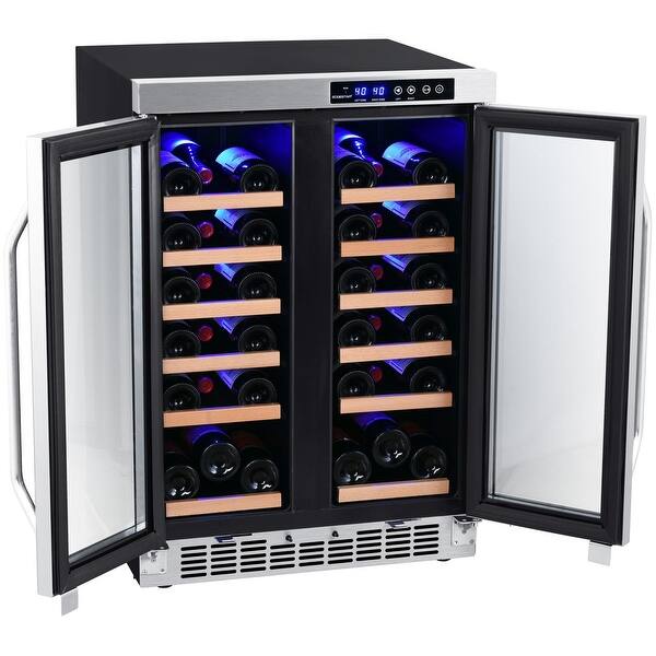 Edgestar Cwr362fd 24 Wide 36 Bottle Built In Wine Cooler With Dual Stainless Steel Overstock 26300124