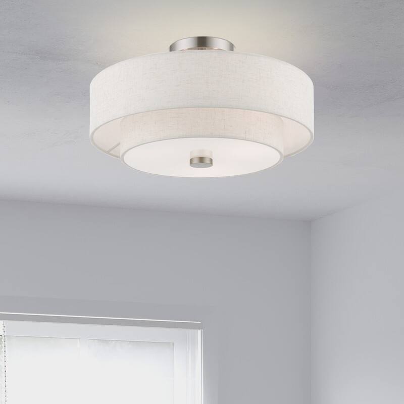 Livex Lighting 3-light Fabric Shade Flush Mount, 51084-92, 51084-91