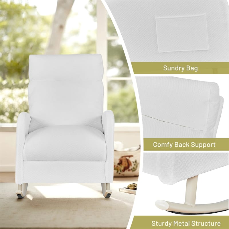 Accent Rocking Chair, Upholstered Nursery Glider Rocker for Baby and Kids, Comfy Armchair Lounger with Footrest