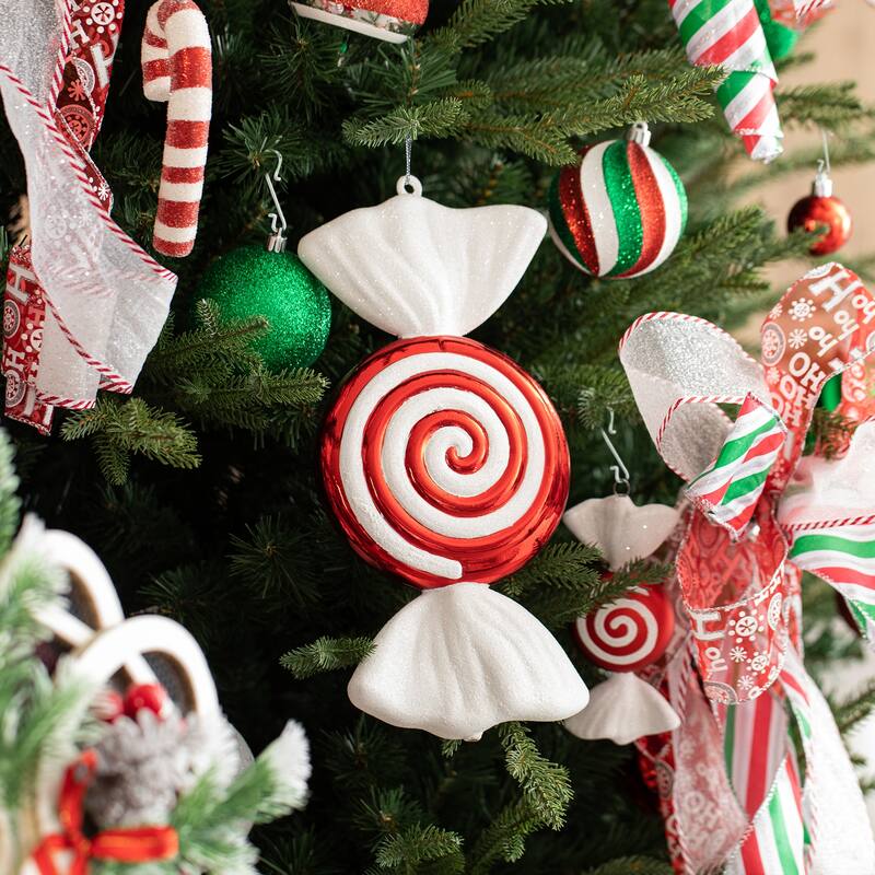 Glitzhome 18ct Christmas Red & Green Glitter Snowman Ball Shatterproof Ornaments