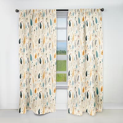Designart "Antique Beige Vintage Minimalism Boho Pattern" Boho Blackout Curtain For Living Room Décor