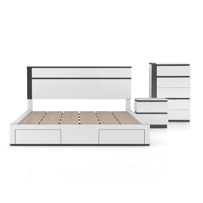 Furniture of America Conjira Modern 3-Piece White Wood Storage Bedroom Set