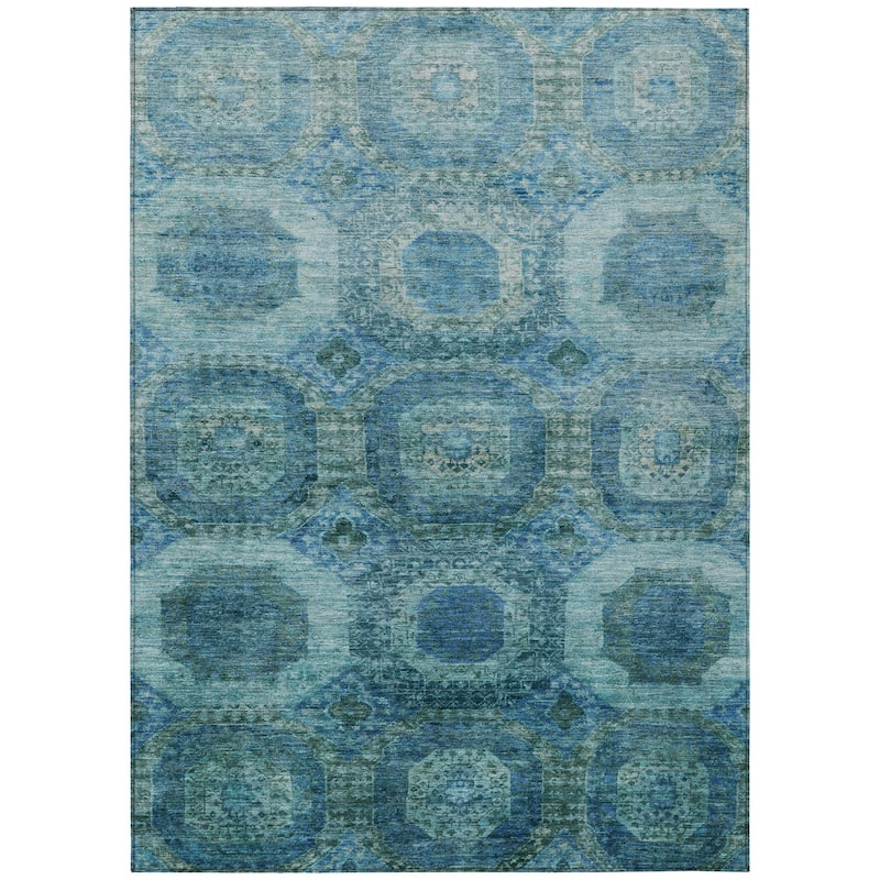 HomeRoots Medallion Transitional Rectangle Outdoor Rug