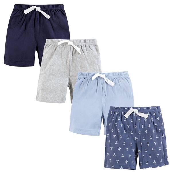 slide 1 of 1, Hudson Baby Infant Boy Shorts Bottoms 4-Pack, Anchors 0-3 Months - Anchors