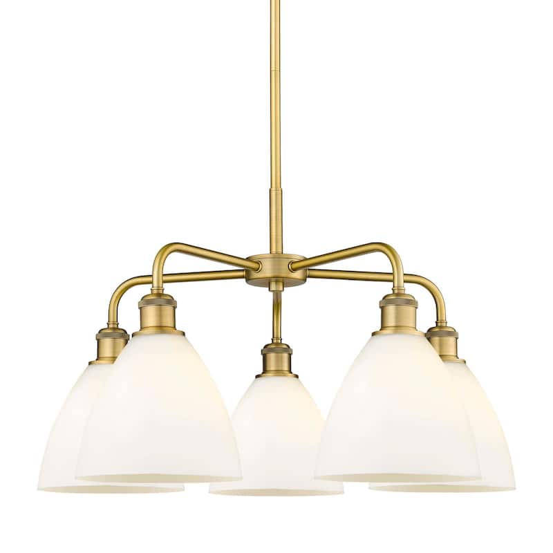 Innovations Lighting 516-5CR-16-26 Bristol Glass Chandelier Bristol - Brushed Brass / Matte White
