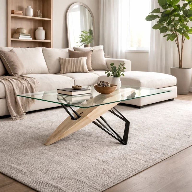 Aeon 72 Inch Dining Table, Glass Top, Wood, Metal Base, Brown, Black