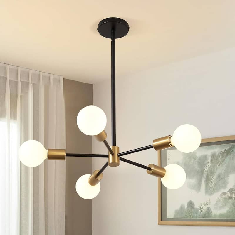 5-light sputnik ceiling light black & gold pendant light metal hanging light