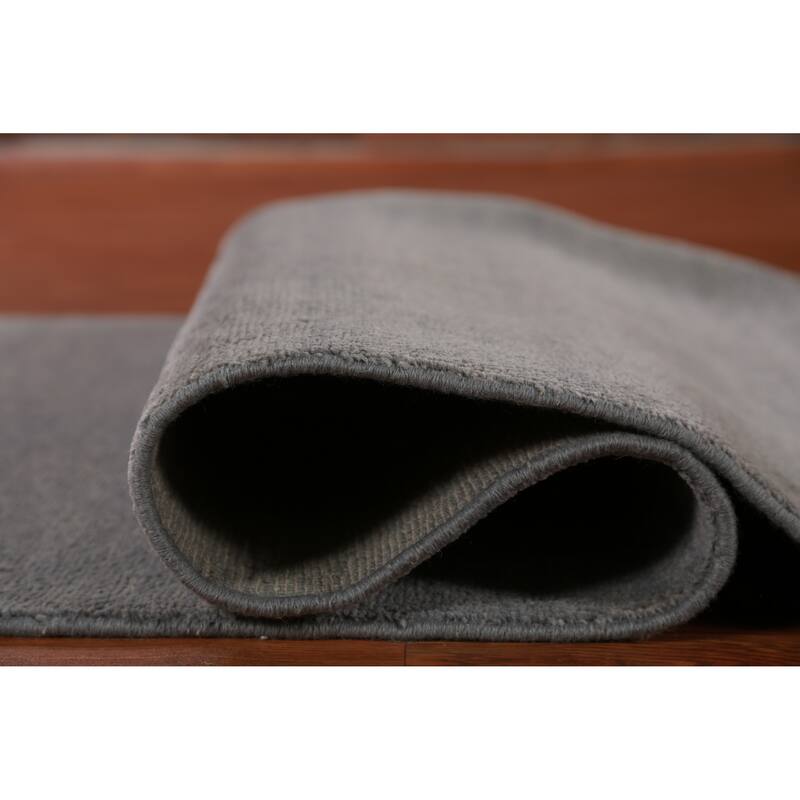 Hand Knotted Oriental 100% Wool Carpet Modern Solid Greys & Charcoal Gabbeh Runner Rug - 10' 1'' X 3' 3''