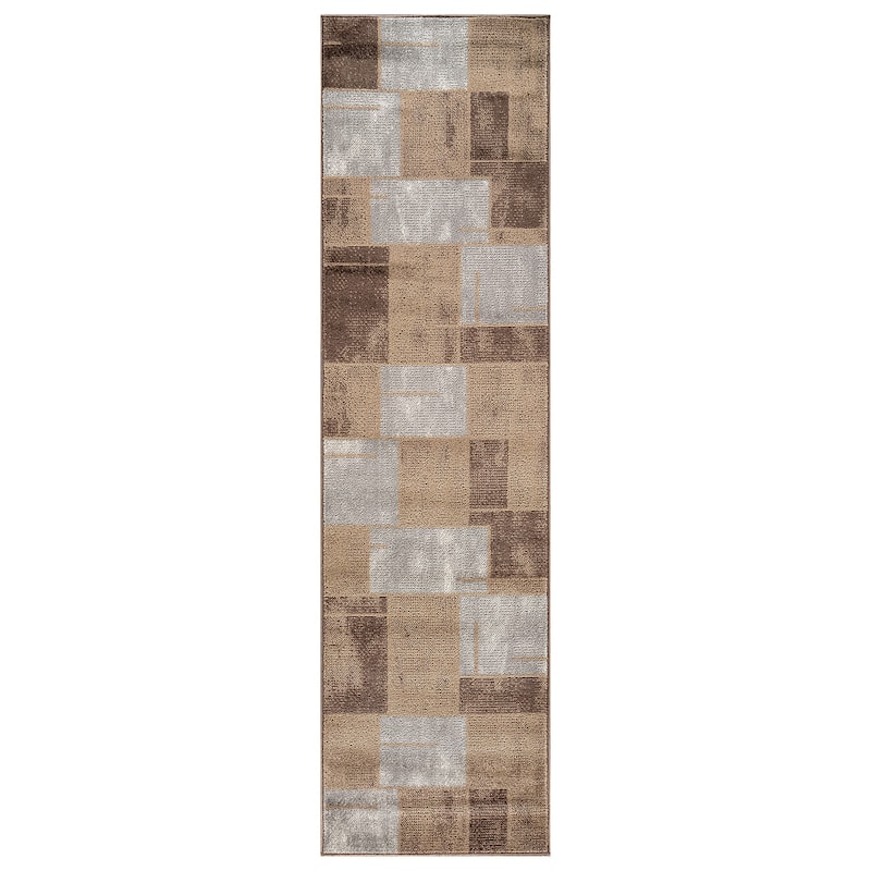 Modern Linear Area Rug for Living Room, Bedroom, or Entryway - Low Pile Indoor Rug