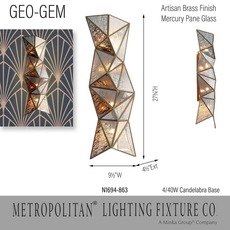 Metropolitan N1694 Geo-Gem 4 Light 28" Tall Wall Sconce