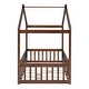 preview thumbnail 45 of 71, Kids Bed Frame, House Shape Floor Platform Bed Frame, Twin/Full Size Wood Bed with Fence for Child/Teens/Girls/Boys