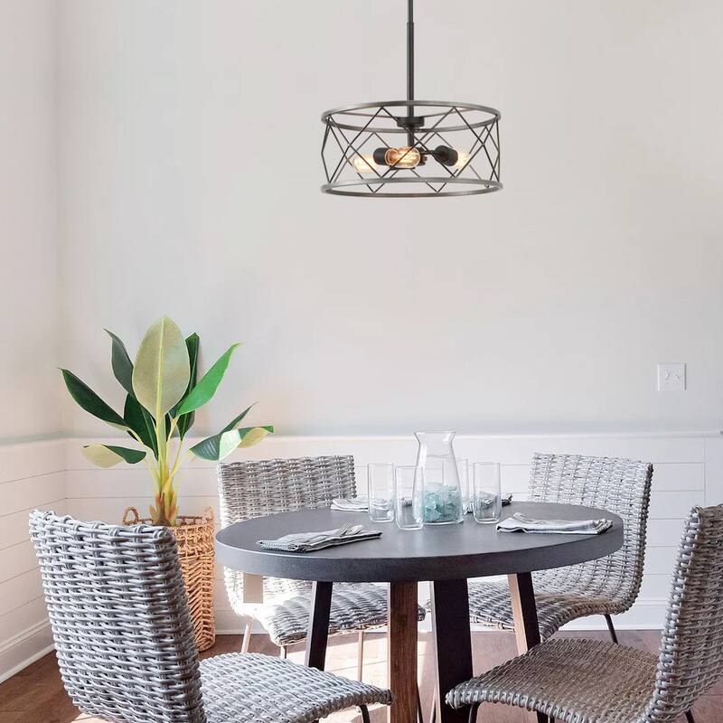 Carbon Loft Modern Drum Mini Chandelier 3-light Ceiling Pendant lights - W 15.7"x H 6.3"