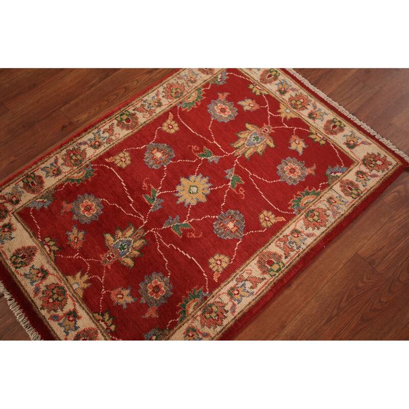 Floral Kazak Foyer Rug Handmade Red Oriental Wool Carpet - 2'0" x 3'0"