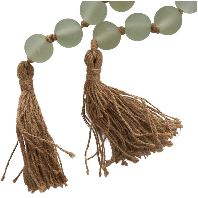 Glass Handmade Round Beaded Garland with Tassel with Knotted Brown Jute - Roche River Decor