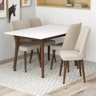 Even Modern Solid Wood Dining Table and Chair Set 5 Piece Dining Room ...