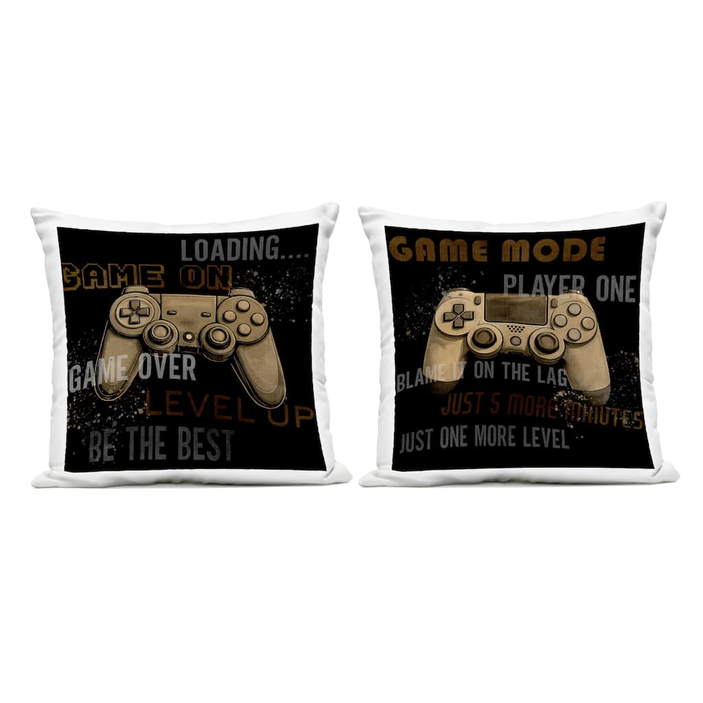 Stupell Vintage Controllers with Expressions Printed Outdoor Throw Pillow Design by Kim Allen (Set of 2)