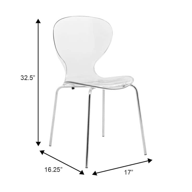 Oyster Modern Ergonomic Transparent Stackable Dining Side Chair with X Shaped Frame Rounded Seat Edge for Indoor Outdoor Use