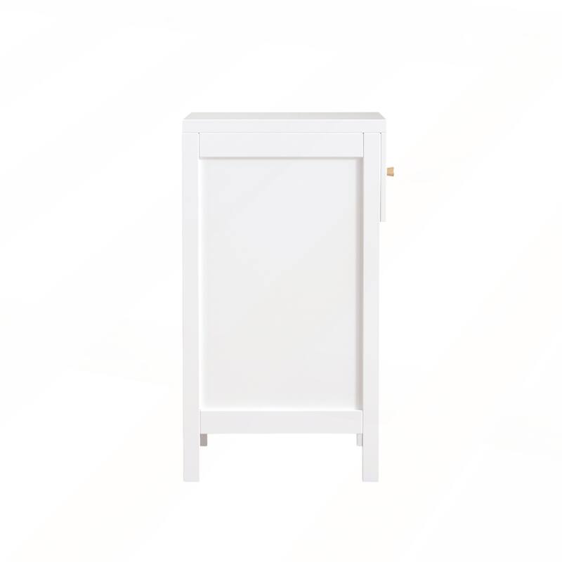 Modern White Nightstand with Drawer and Open Shelf for Bedroom