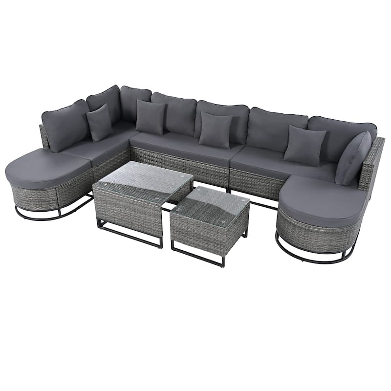 7 Pieces Outdoor Wicker Sofa Set