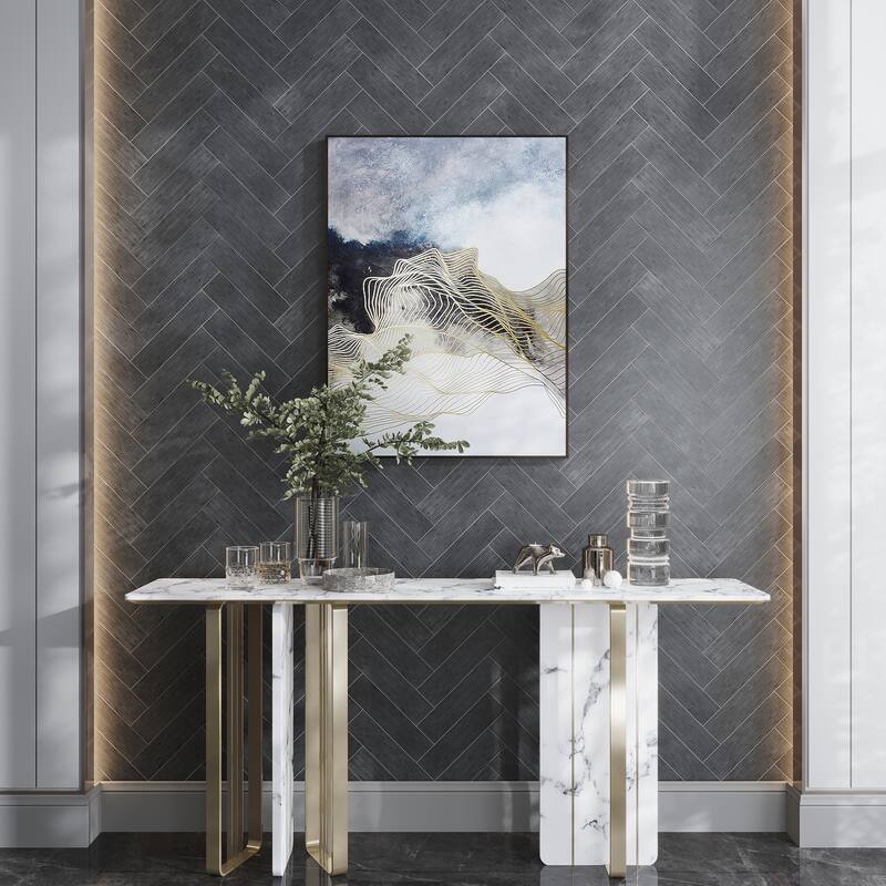 Artisana 3x12 in. Textured Etched Linear Wave Elongated Subway Wall and Floor Tile (5 sq ft/case, 20-Pack) - Eastern Black