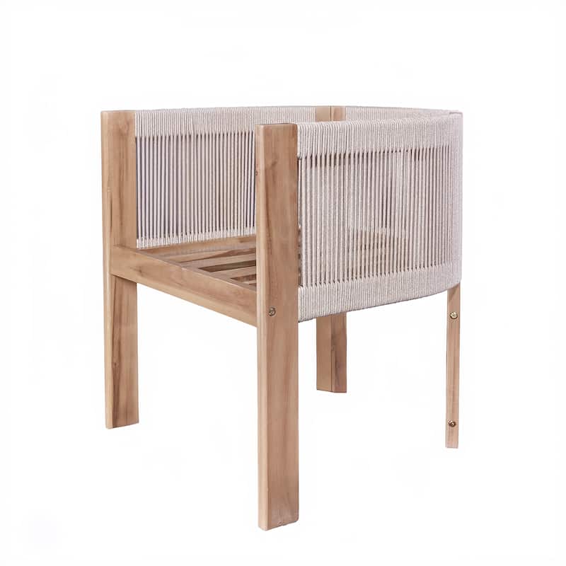 Christopher Knight Home - Aurelia Modern Acacia Wood Outdoor 9-Piece Dining Set with Woven Rope Back Chairs and Cushions