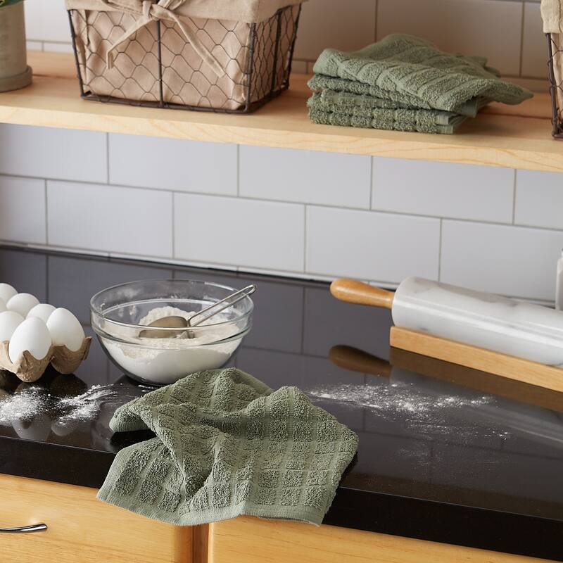 DII Solid Windowpane Terry Dishcloth Set of 6
