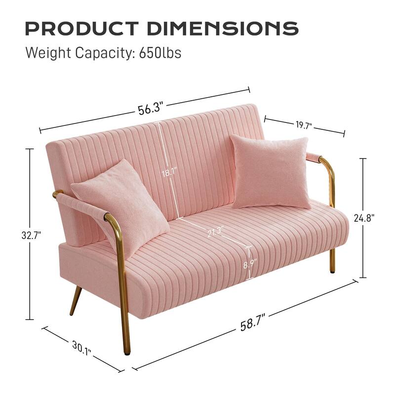 Ouyessir Upholstered Loveseat, Tufted Back Couch, Accent Armchair with 2 Pillows