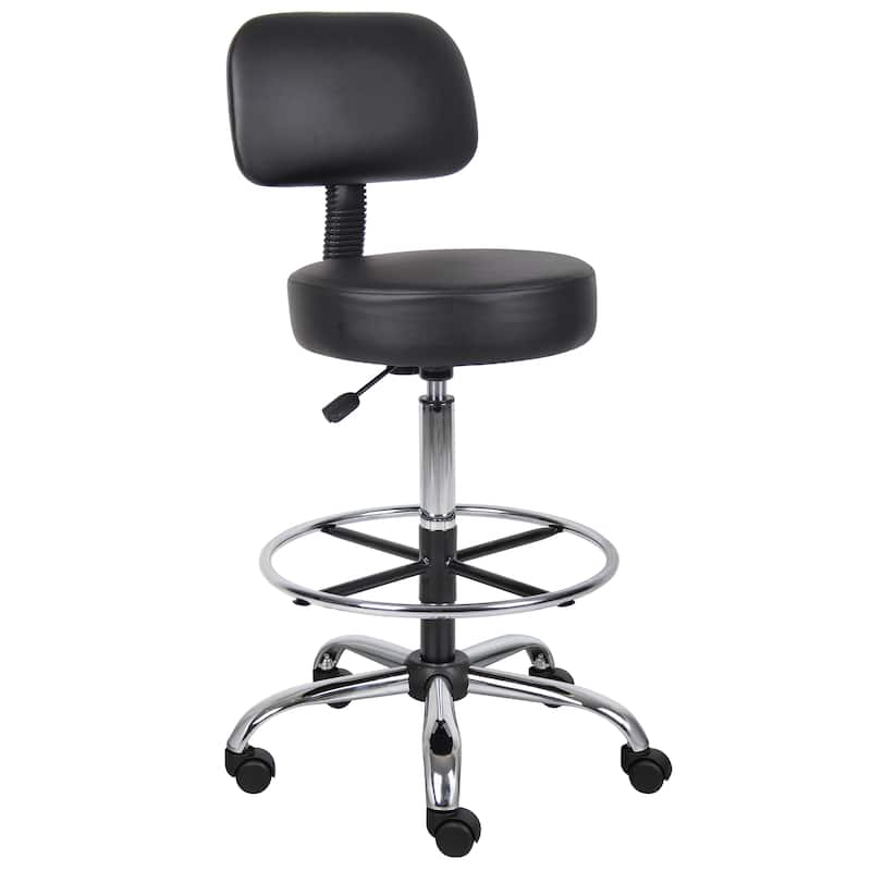 Boss Be Well Antimicrobial Adjustable Drafting Stool with Back
