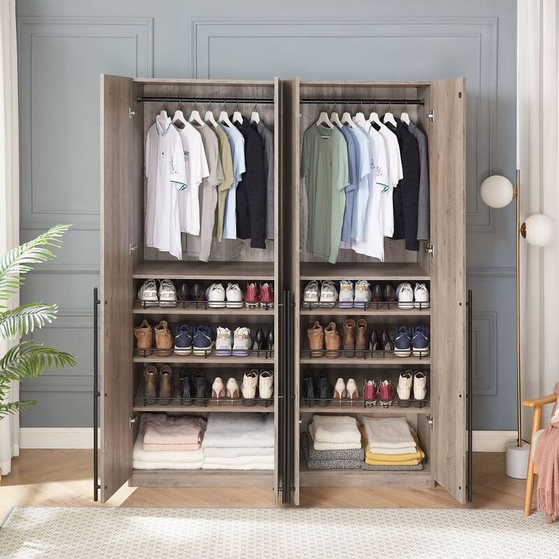 Manhattan Comfort Lee Modern 3.0 Freestanding Wardrobe Closet Armoire Set of 2