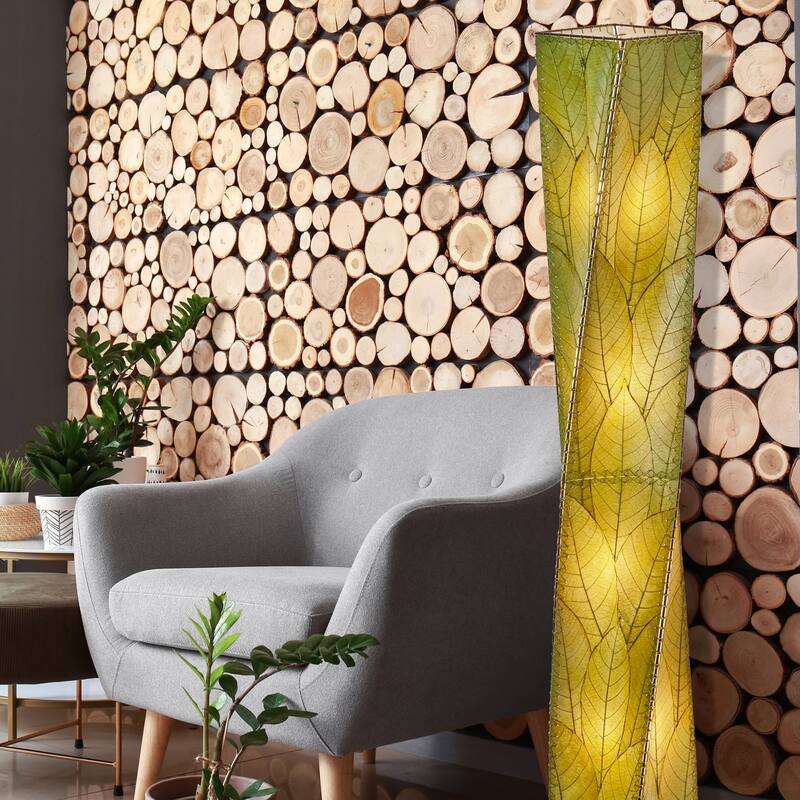 Eangee Handmade Twist Giant Floor Lamp, Cocoa Leaves Shade, 11 x 11 x 72 in.