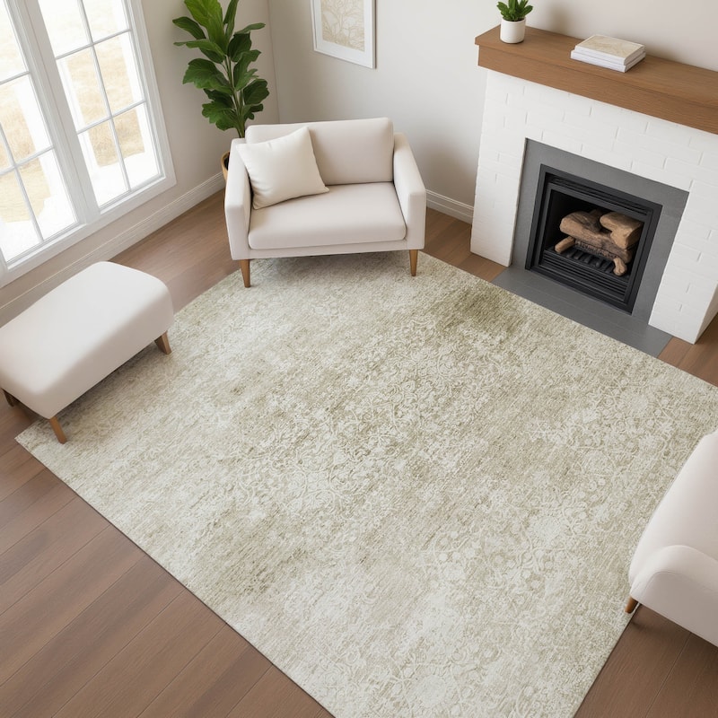 Premium Washable Super Soft Vintage Traditional Mayfield Rug - Beige - 3' x 5'