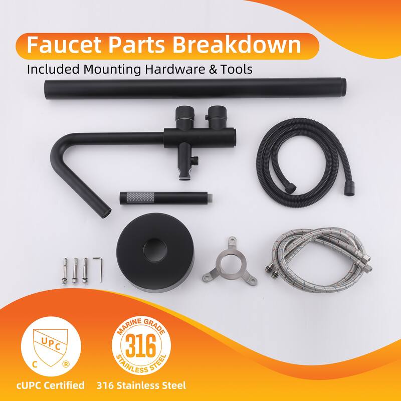 Modland Freestanding Thermostatic Bathtub Faucet with Hand Shower Outdoor 316 Stainless Steel