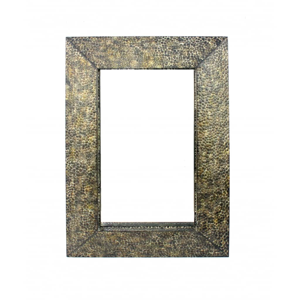 HomeRoots 34" Bronze Rectangle Accent Mirror Wall Mounted With Metal Frame - 31.5