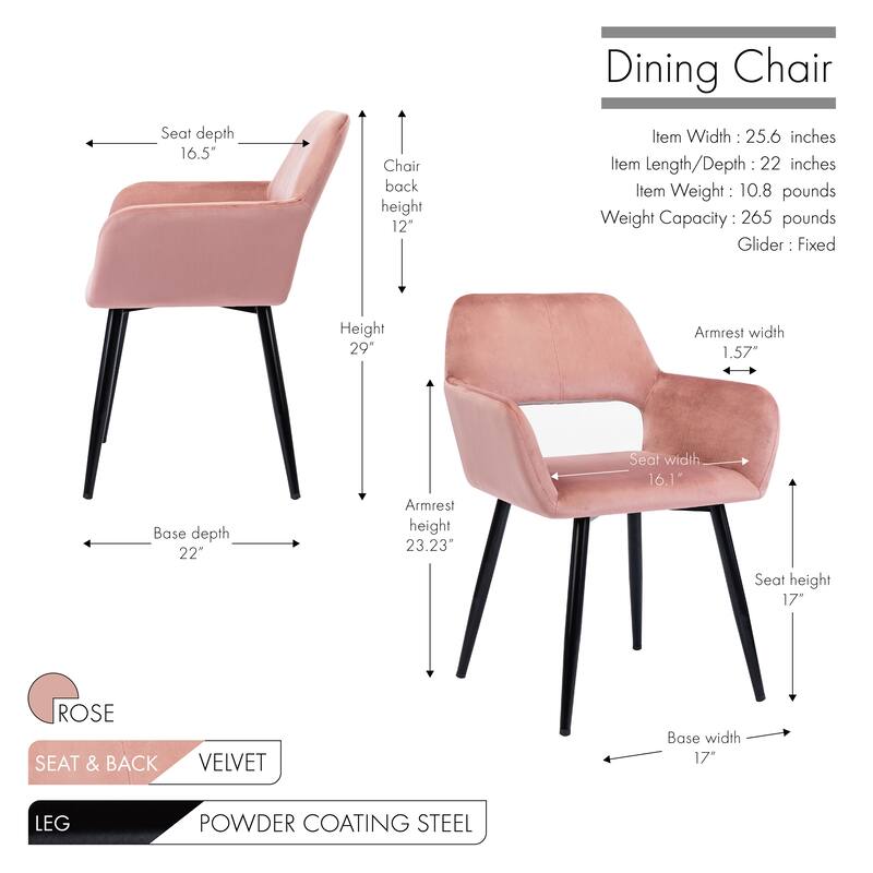 Porthos Home Giana Velvet/ Steel Dining Chairs (Set of 2)