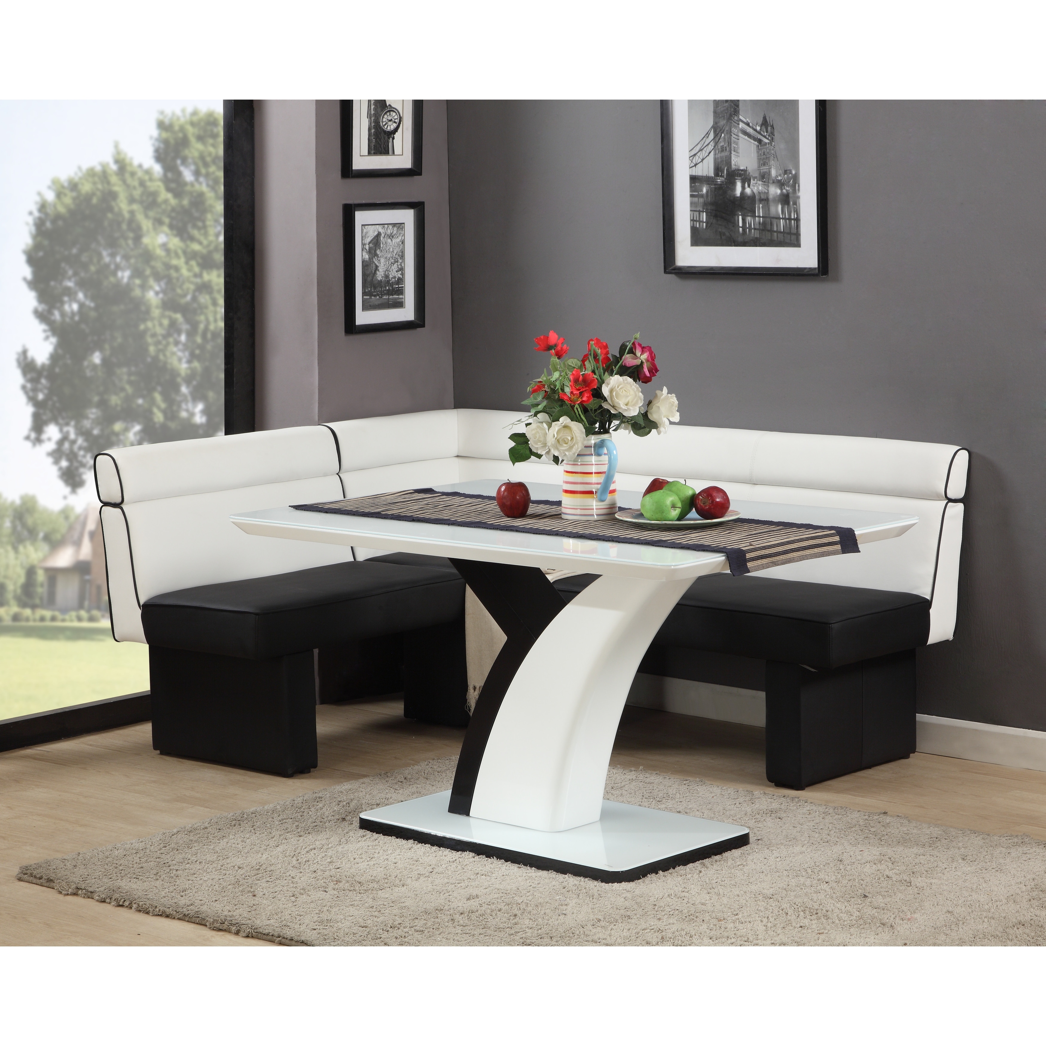 Somette liberty fully upholstered top nook dining bench