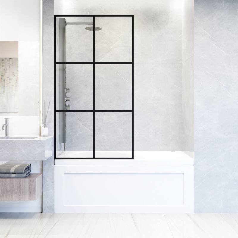 Vigo VG6091CL3462 Ventana 62" High x 34" Wide Shower Screen Framed Tub - Matte Black