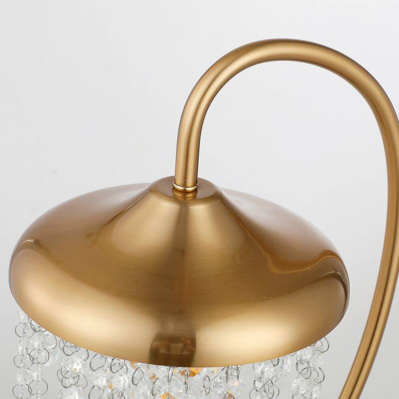 21" Modern Gold Crystal Arched Table Lamp with Dimmable Switch