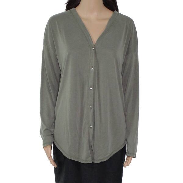 Shop Moa Moa Women S Top Olive Green Size Large L Knit Button Down Shirt On Sale Overstock 31662031