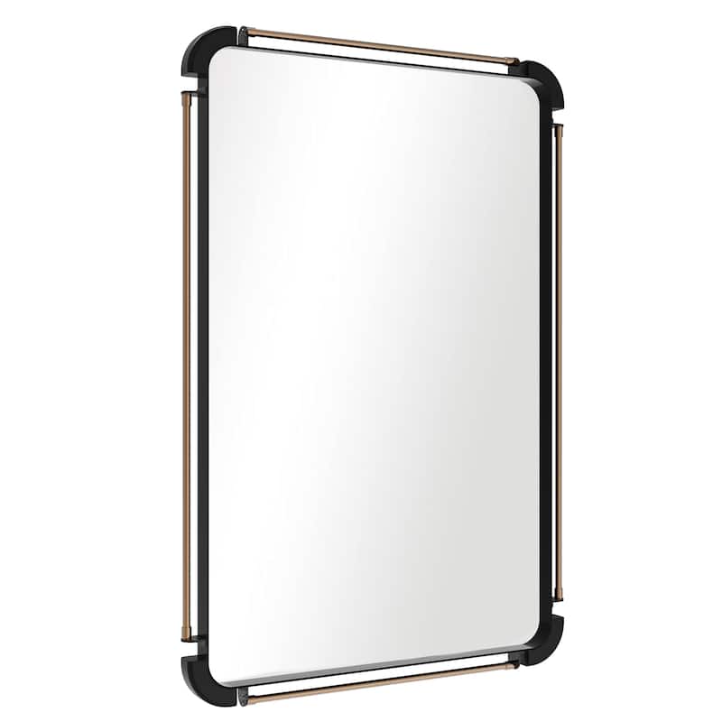 Rustic Metal Frame Accent Wall Mirror Living Room, Hallway - 35.4x23.6 inch