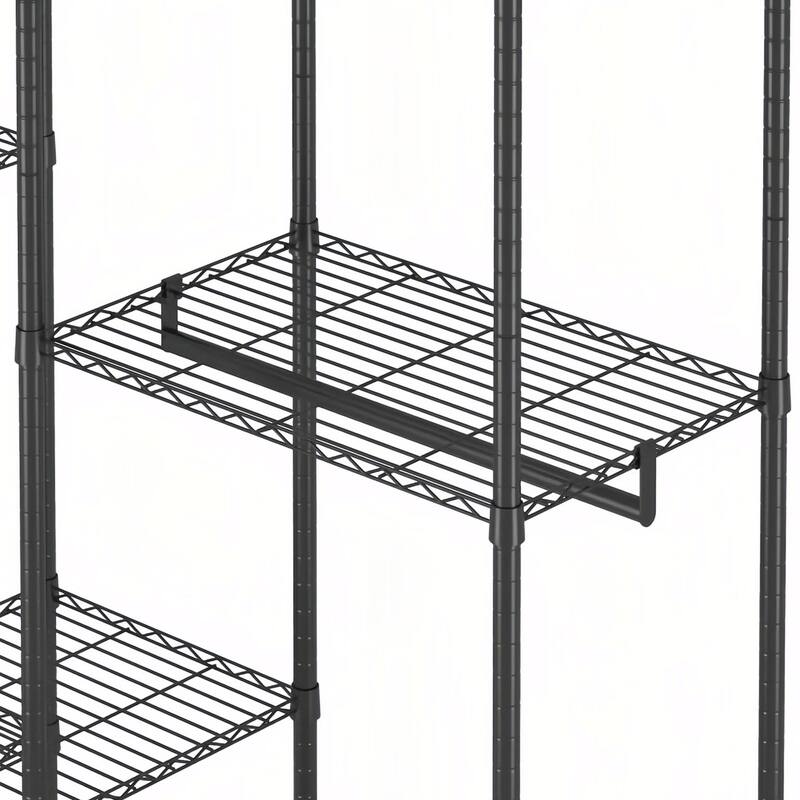 Heavy Duty Garment Rack with 8 Shelves & 5 Rails, Black